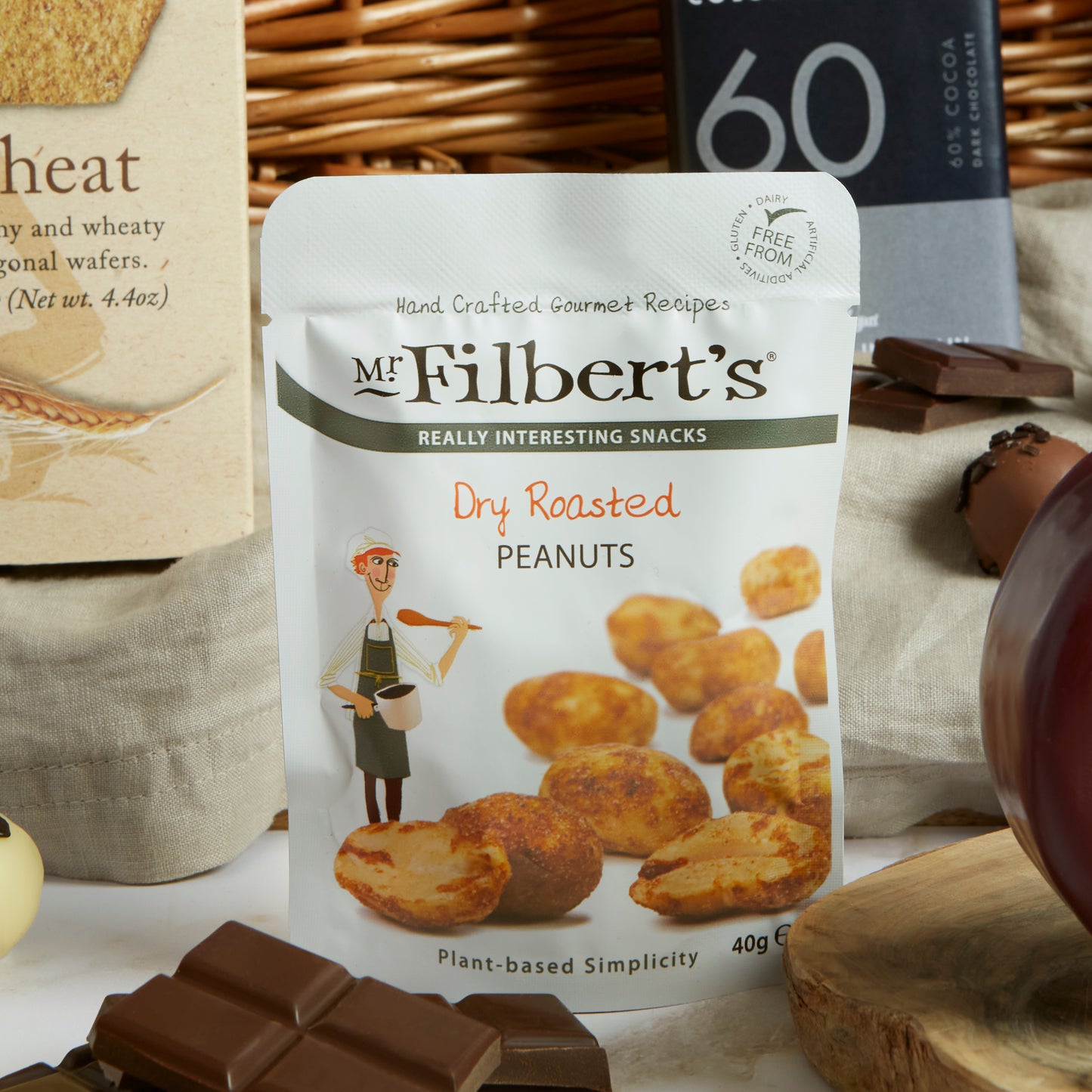 Close up of products in Premium Food and Wine Hamper, a luxury gift hamper from hampers.com UK