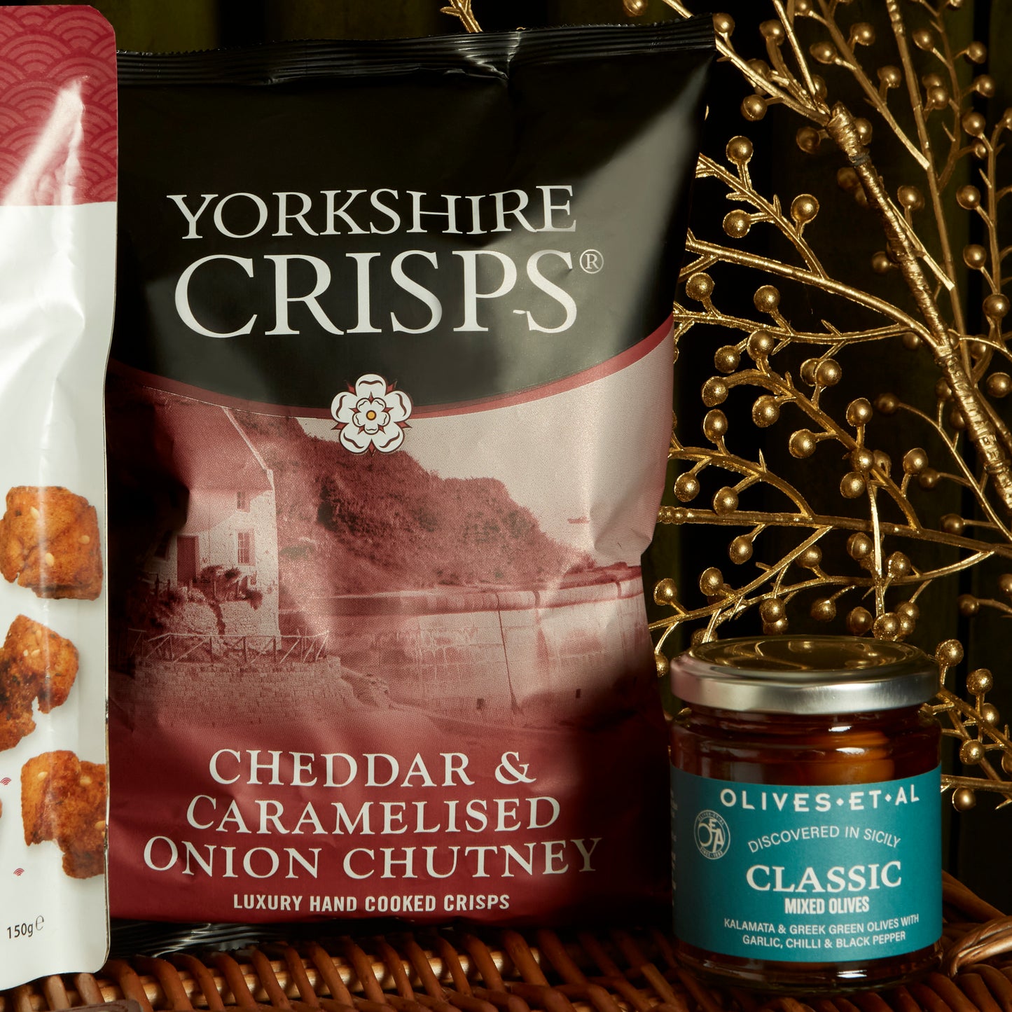 Cheddar & Onion Yorkshire Crisps and Jarred Gourmet Olives from Olives Et Al