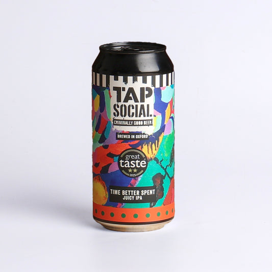 Image of 330ml 'Time Better Spent' Criminally Good IPA by Tap Social, part of luxury gift hampers from hampers.com UK