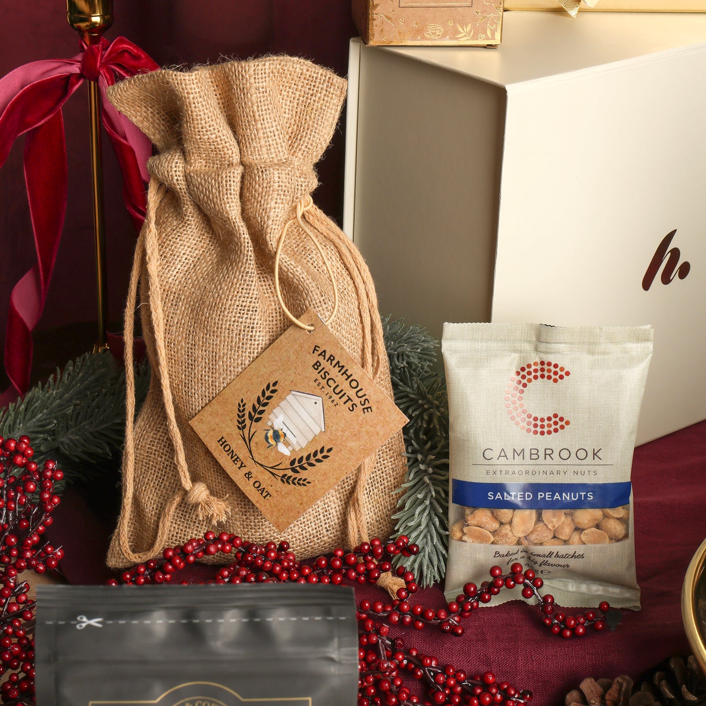 Products in The Joyful Delights Hamper, a luxury gift hamper from hampers.com UK