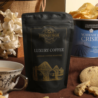 Close up of products in The Joyful Delights Hamper, a luxury gift hamper from hampers.com UK