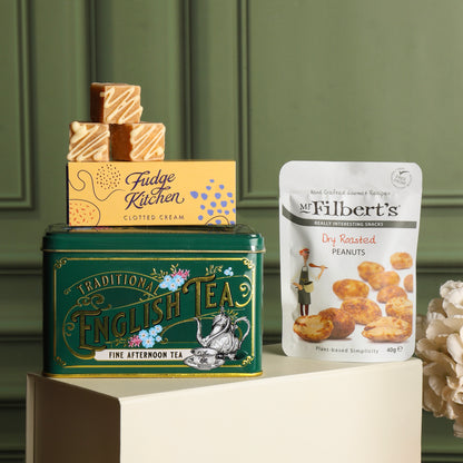 Close up of products in Traditional Treats Hamper, a luxury gift hamper from hampers.com UK