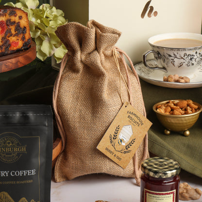 Close up of products in Traditional Treats Hamper, a luxury gift hamper from hampers.com UK