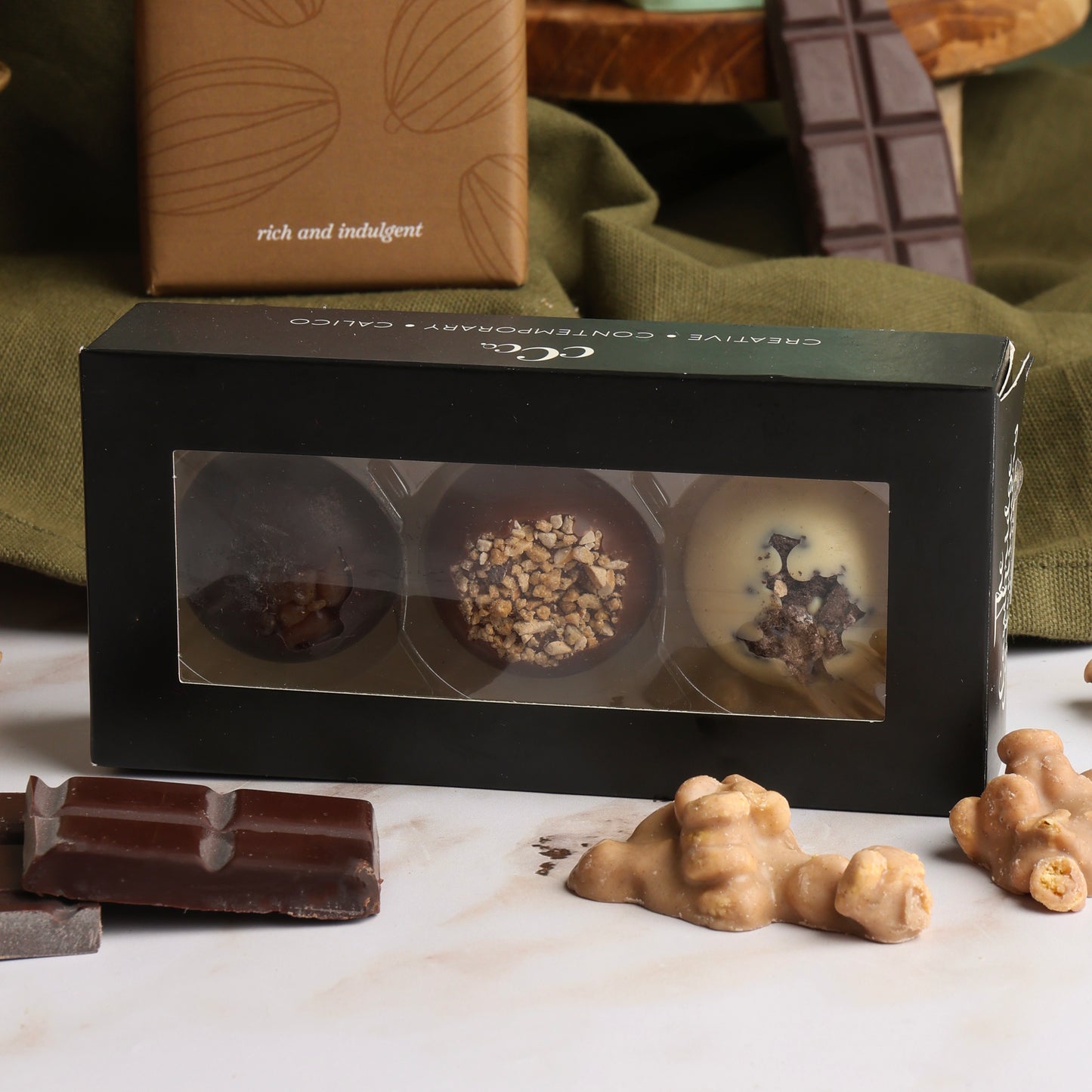 Close up of products in Traditional Treats Hamper, a luxury gift hamper from hampers.com UK