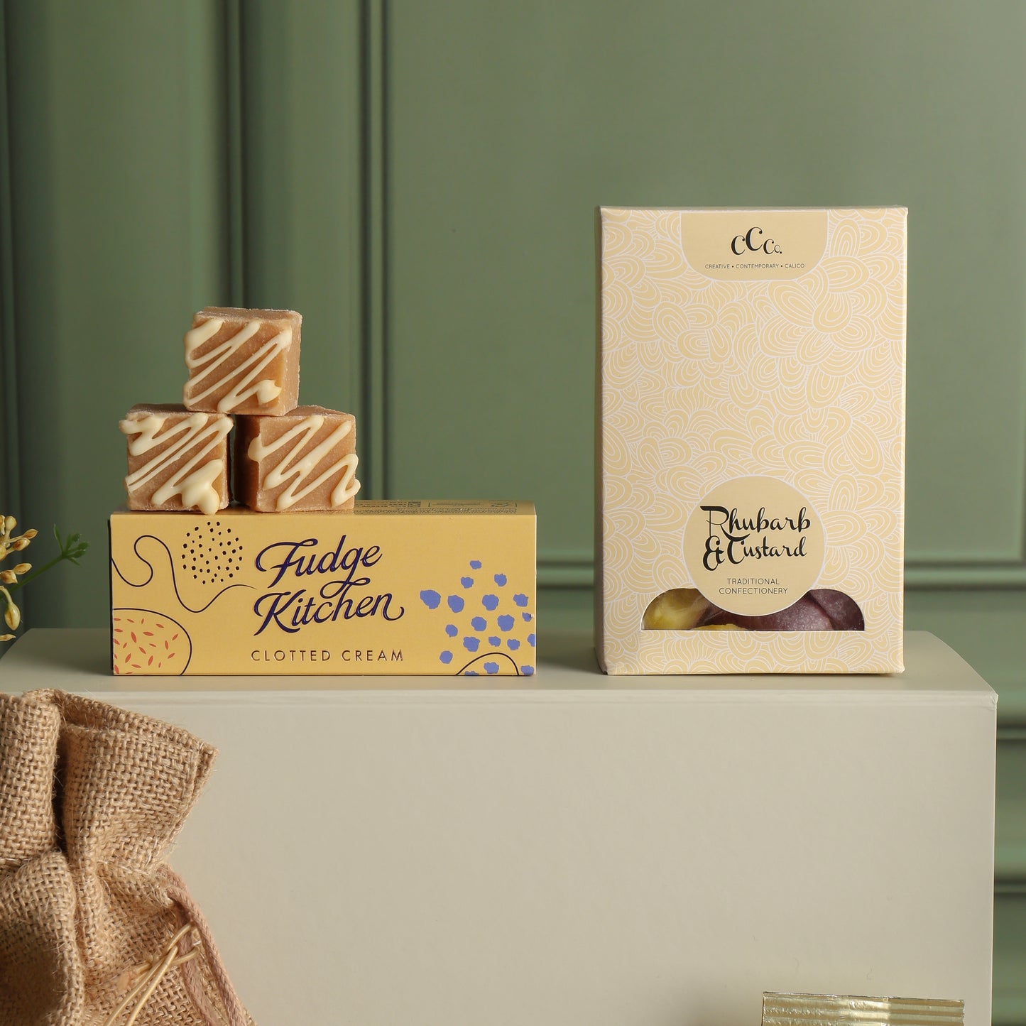 Close up of products in the Traditional Treats Hamper, a luxury gift hamper from hampers.com UK