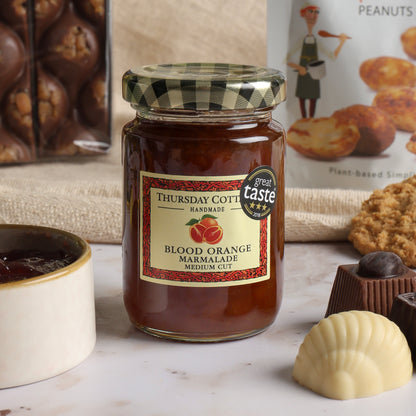 Close up of products in the Traditional Treats Hamper, a luxury gift hamper from hampers.com UK