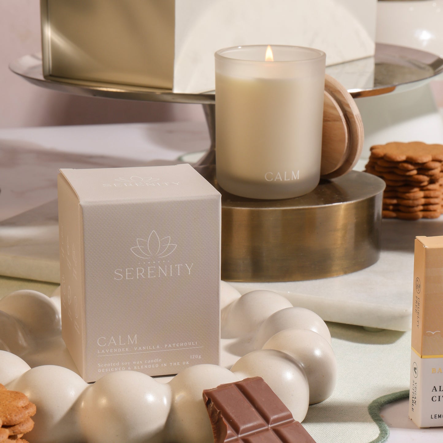 Close up of products in Self-Care Spa Hamper, a luxury gift hamper from hampers.com UK