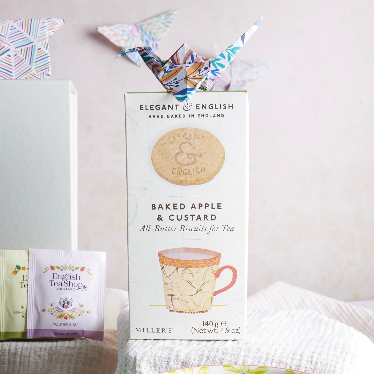 Close up of products in the Wellness Hamper, a luxury gift hamper from hampers.com UK