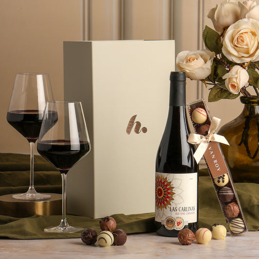 Main image of Red Wine & Belgian Chocolates Hamper, a luxury gift hamper from hampers.com UK