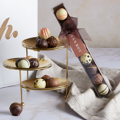 Close up of products in the Prosecco & Belgian Chocolates Hamper, a luxury gift hamper from hampers.com UK