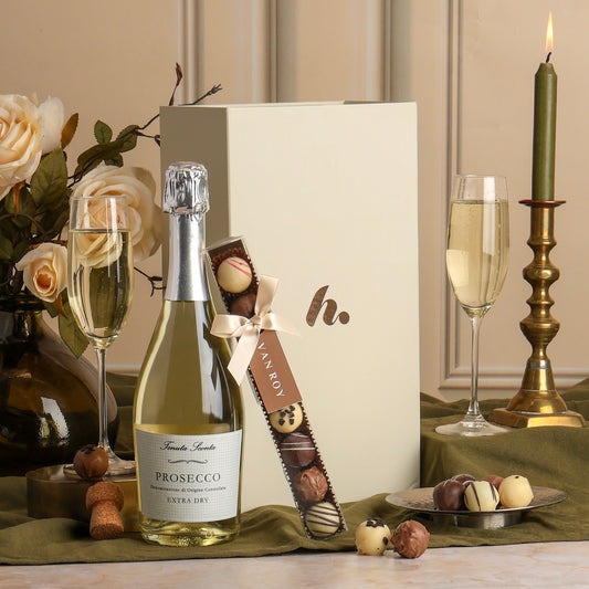 main image of Prosecco & Belgian Chocolates Hamper, a luxury gift hamper from hampers.com UK