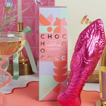 Close up of products in 'You're my Lobster' Prosecco & Chocolates Hamper, a luxury gift hamper from hampers.com UK