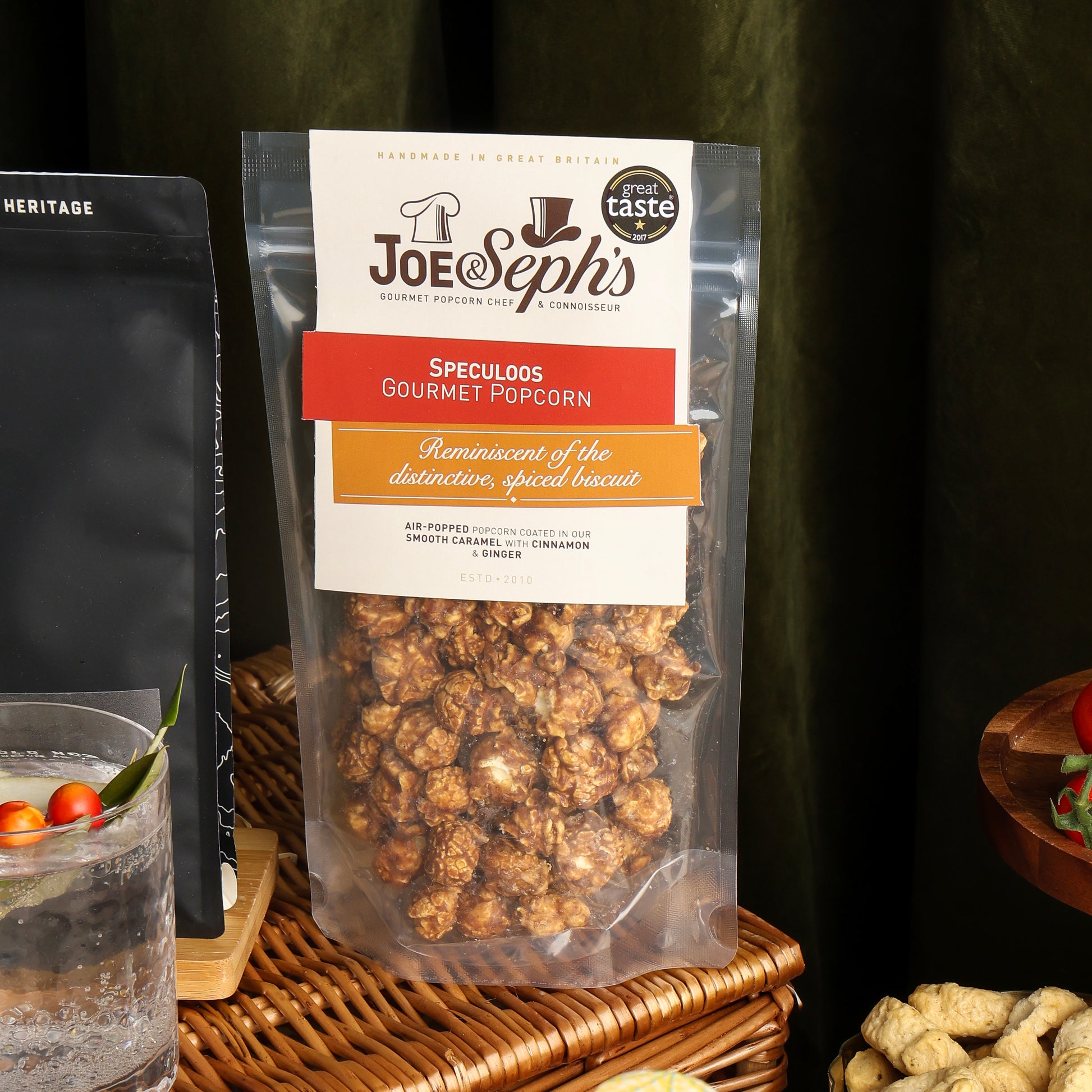 Close up of products in Luxury Alcohol Free Hamper, a luxury gift hamper from hampers.com UK