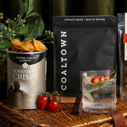 Close up of products in Luxury Alcohol Free Hamper, a luxury gift hamper from hampers.com UK