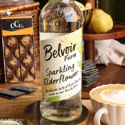 Close up of products in Luxury Alcohol Free Hamper, a luxury gift hamper from hampers.com UK