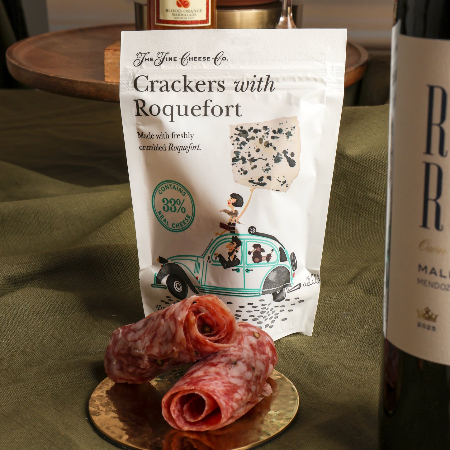 Close up of products in food & Wine Lovers Gift, a luxury gift hamper from hampers.com UK