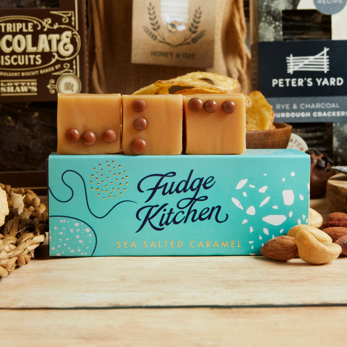 Close up of products in Luxury Food & Wine Basket, a luxury gift hamper from hampers.com UK