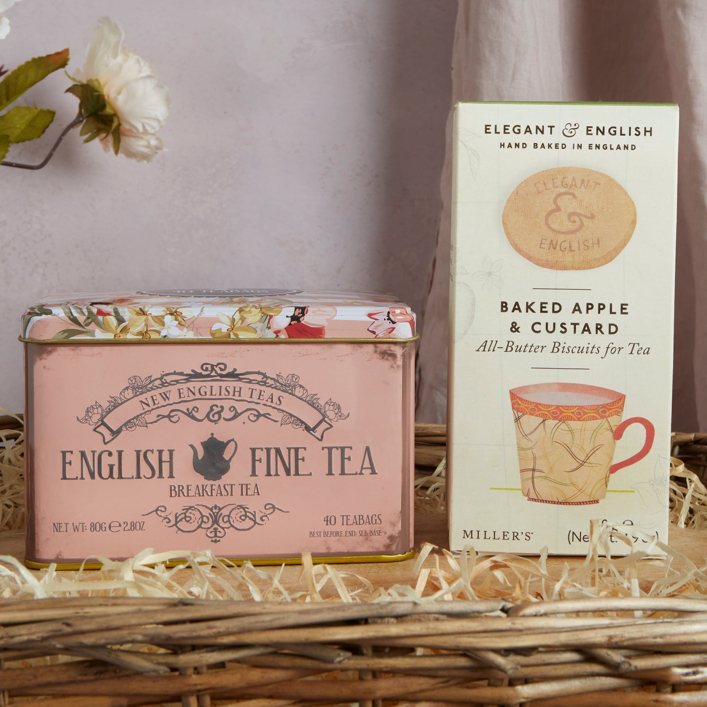 Close up of products in Prosecco Rose Indulgence Hamper, a luxury gift hamper from hampers.com UK