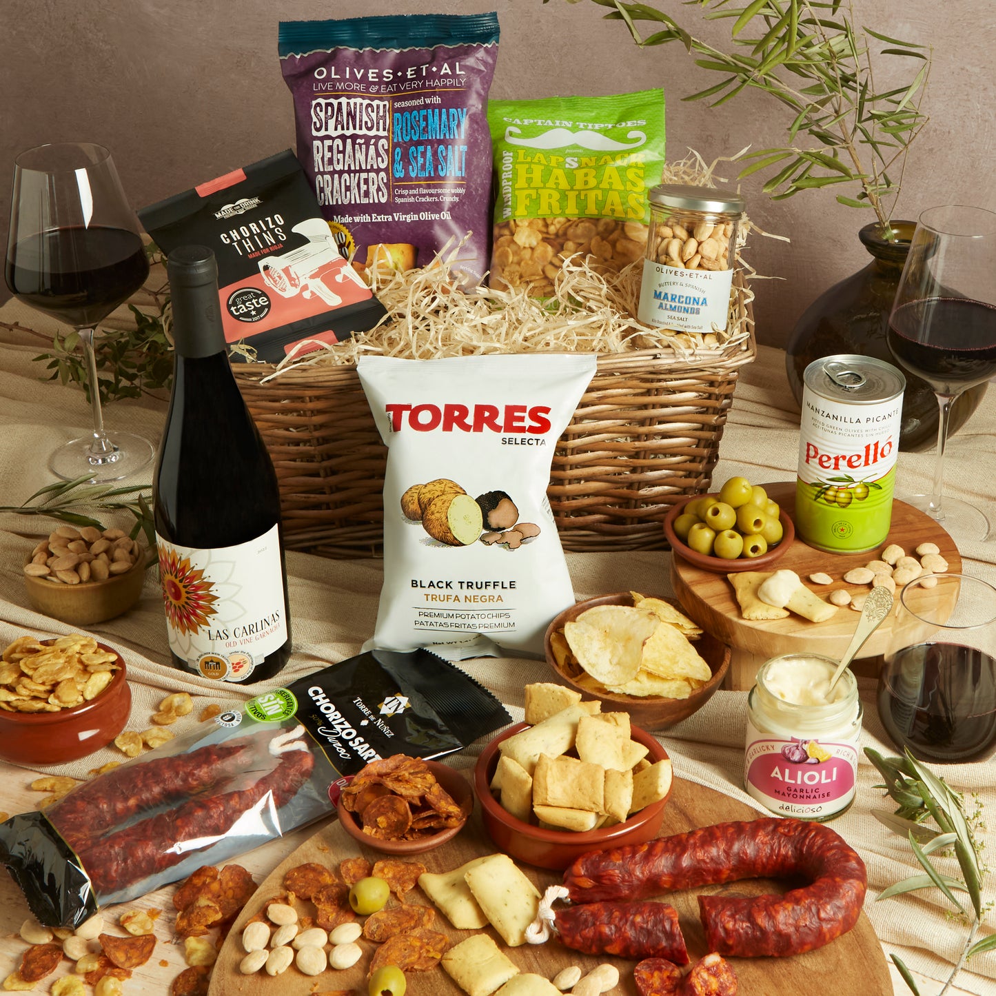 Main image of Spanish Tapas Food & Wine Hamper, a luxury gift hamper from hampers.com UK