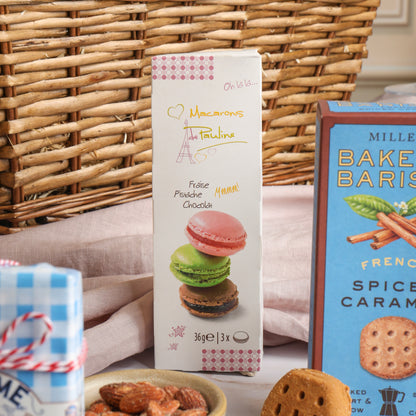 Close up of products in French Food & Wine Hamper, a luxury gift hamper from hampers.com UK