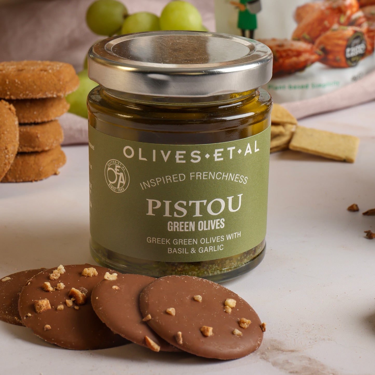 Close up of products in French Food & Wine Hamper, a luxury gift hamper from hampers.com UK