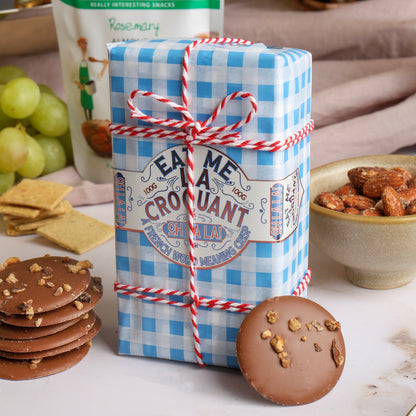 Close up of products in French Food & Wine Hamper, a luxury gift hamper from hampers.com UK