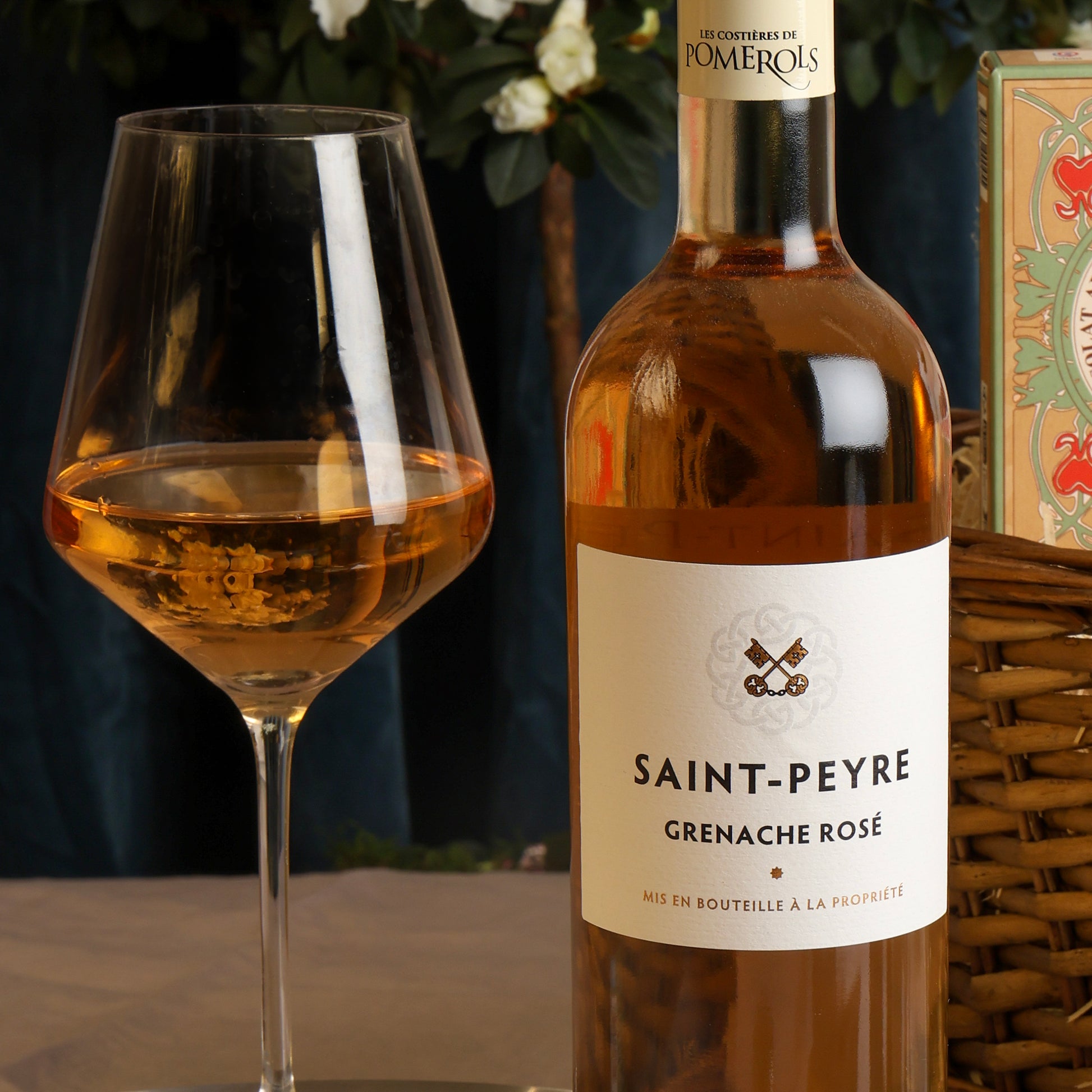 Close up of products in French Food & Wine Hamper, a luxury gift hamper from hampers.com UK