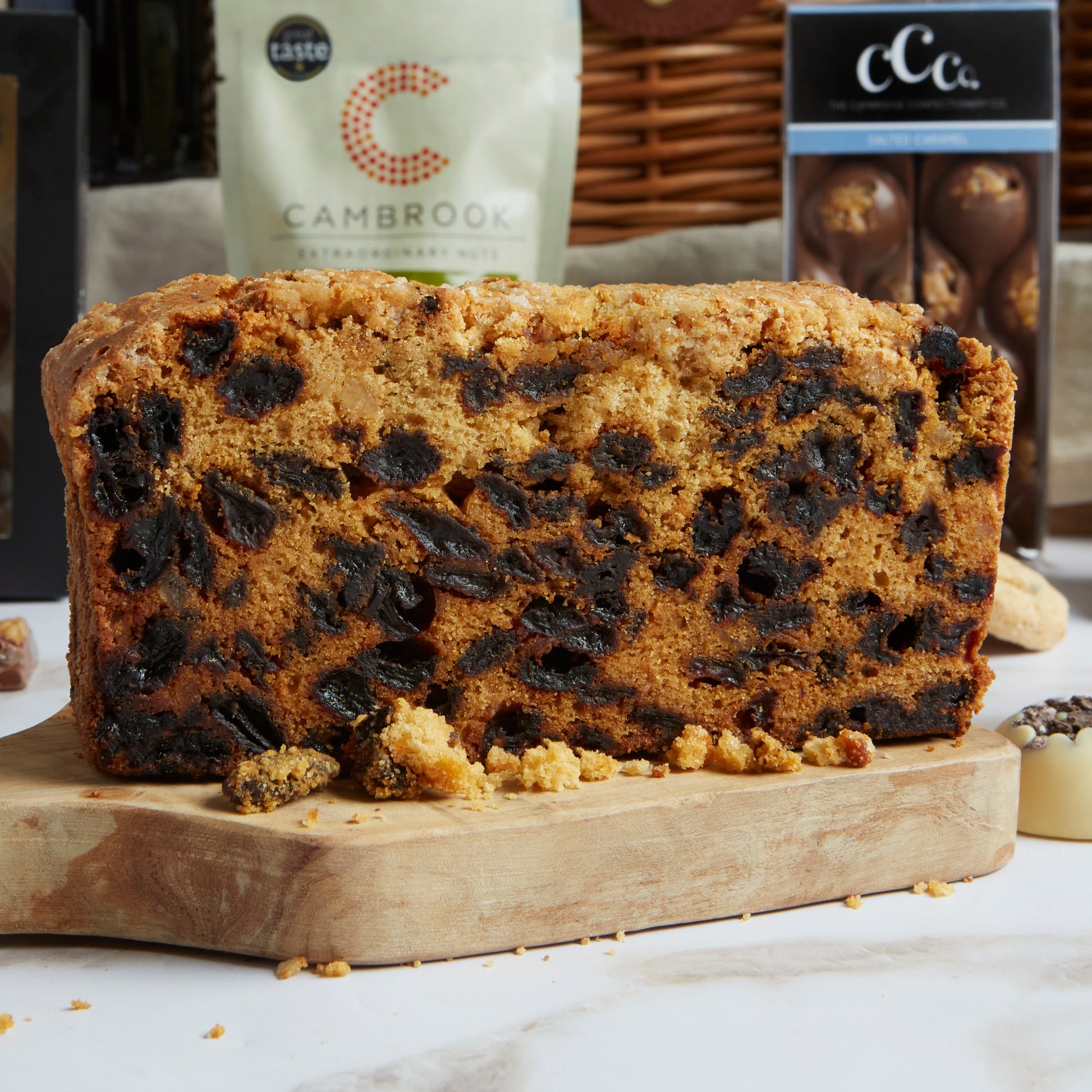Close up of products in Classic Food & Drink Hamper, a luxury gift hamper from hampers.com UK