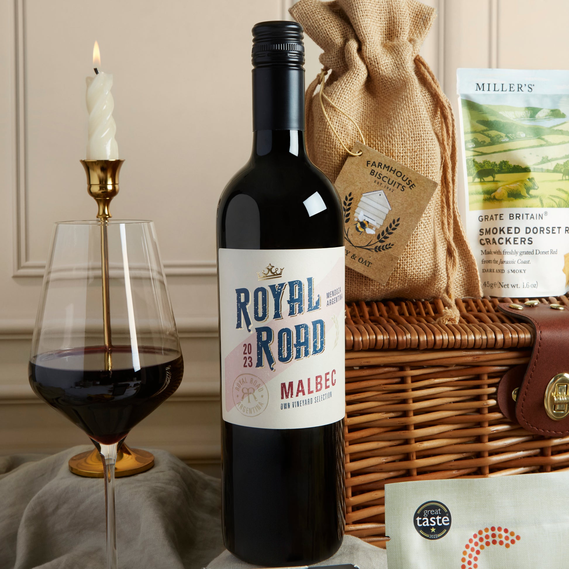 Close up of products in Classic Food & Drink Hamper, a luxury gift hamper from hampers.com UK