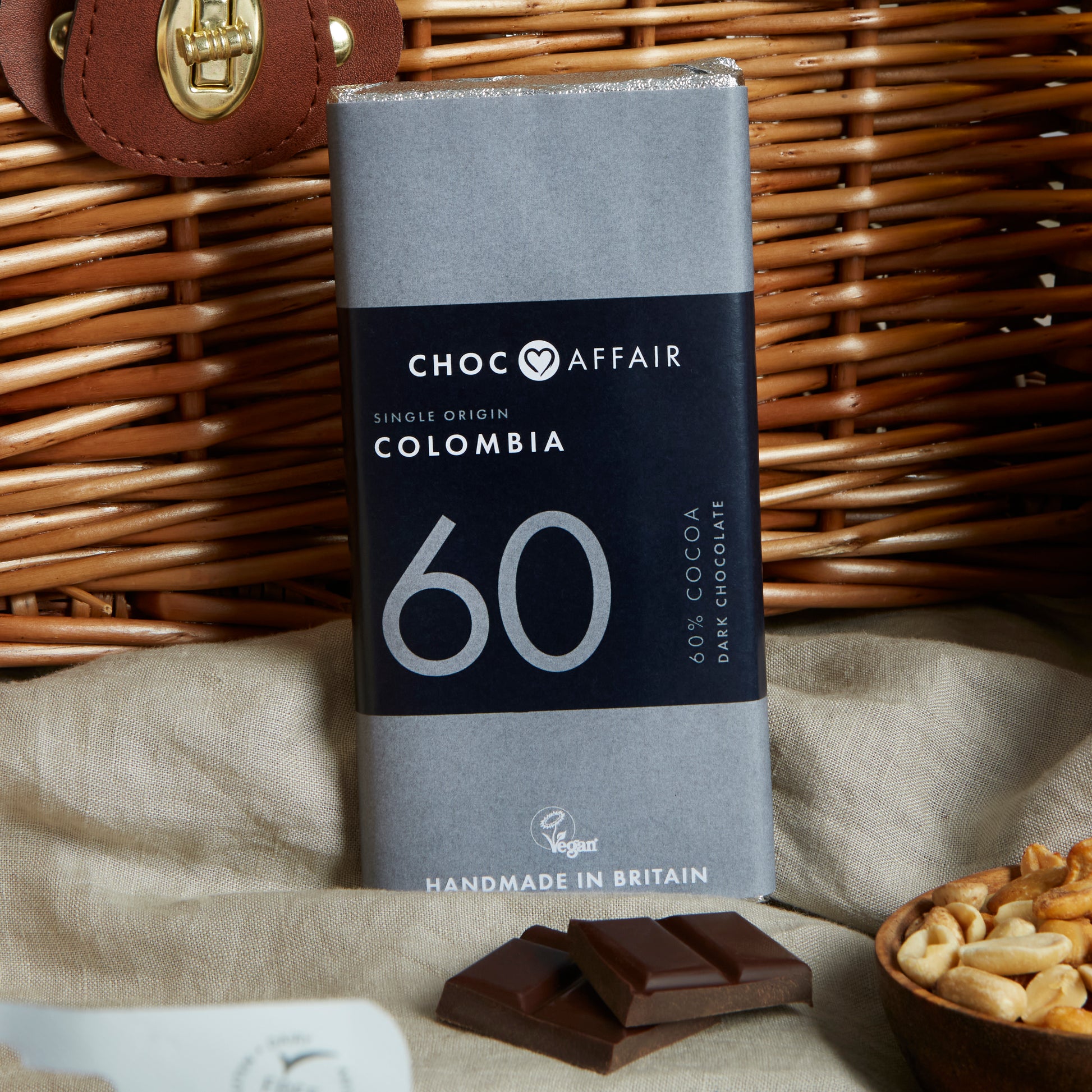 Close up of products in Premium Food and Wine Hamper, a luxury gift hamper from hampers.com UK