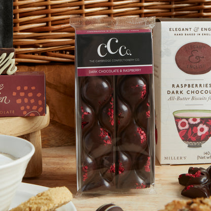 Close up of products in Prestige Food & Wine Hamper, a luxury gift hamper from hampers.com UK