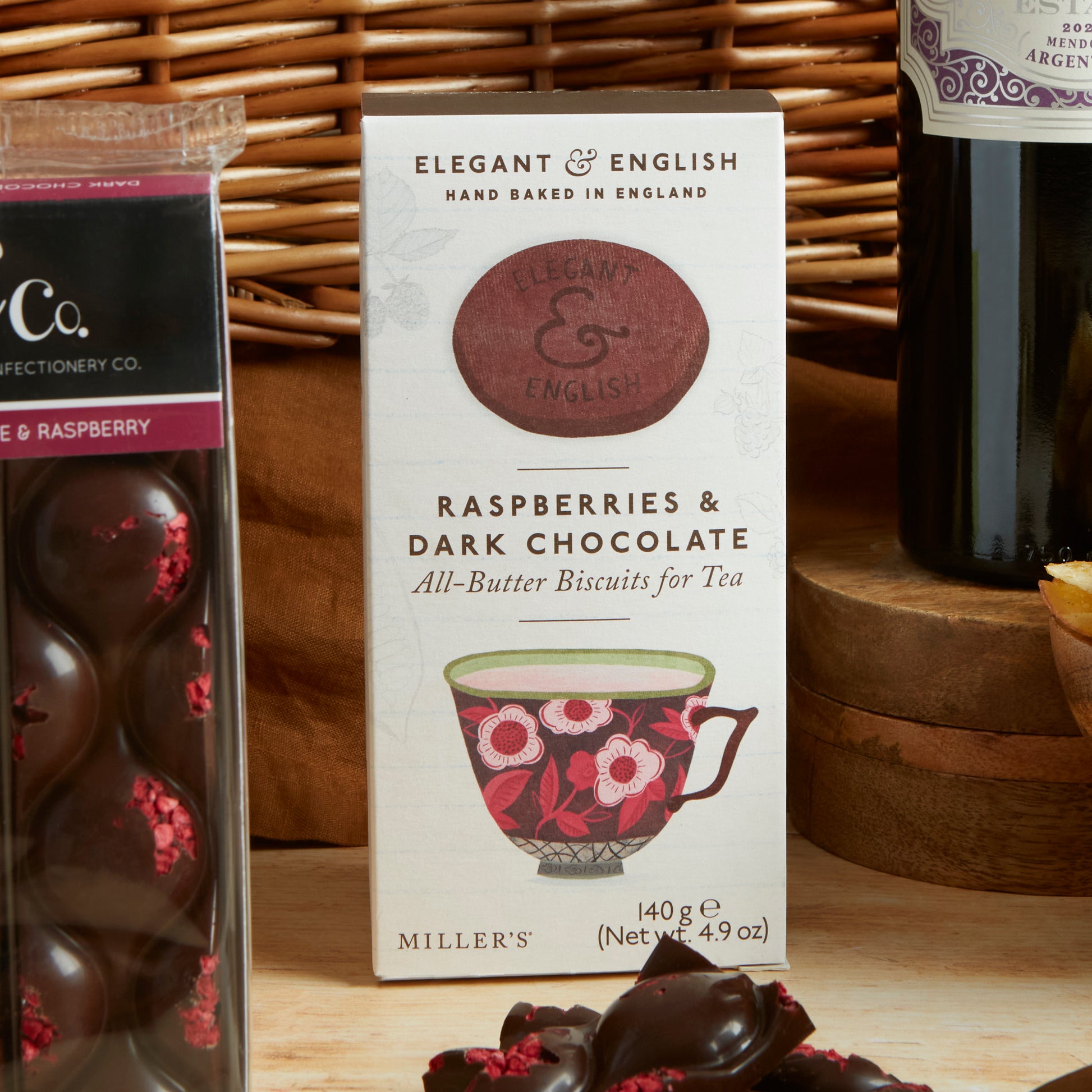 Close up of products in Prestige Food & Wine Hamper, a luxury gift hamper from hampers.com UK