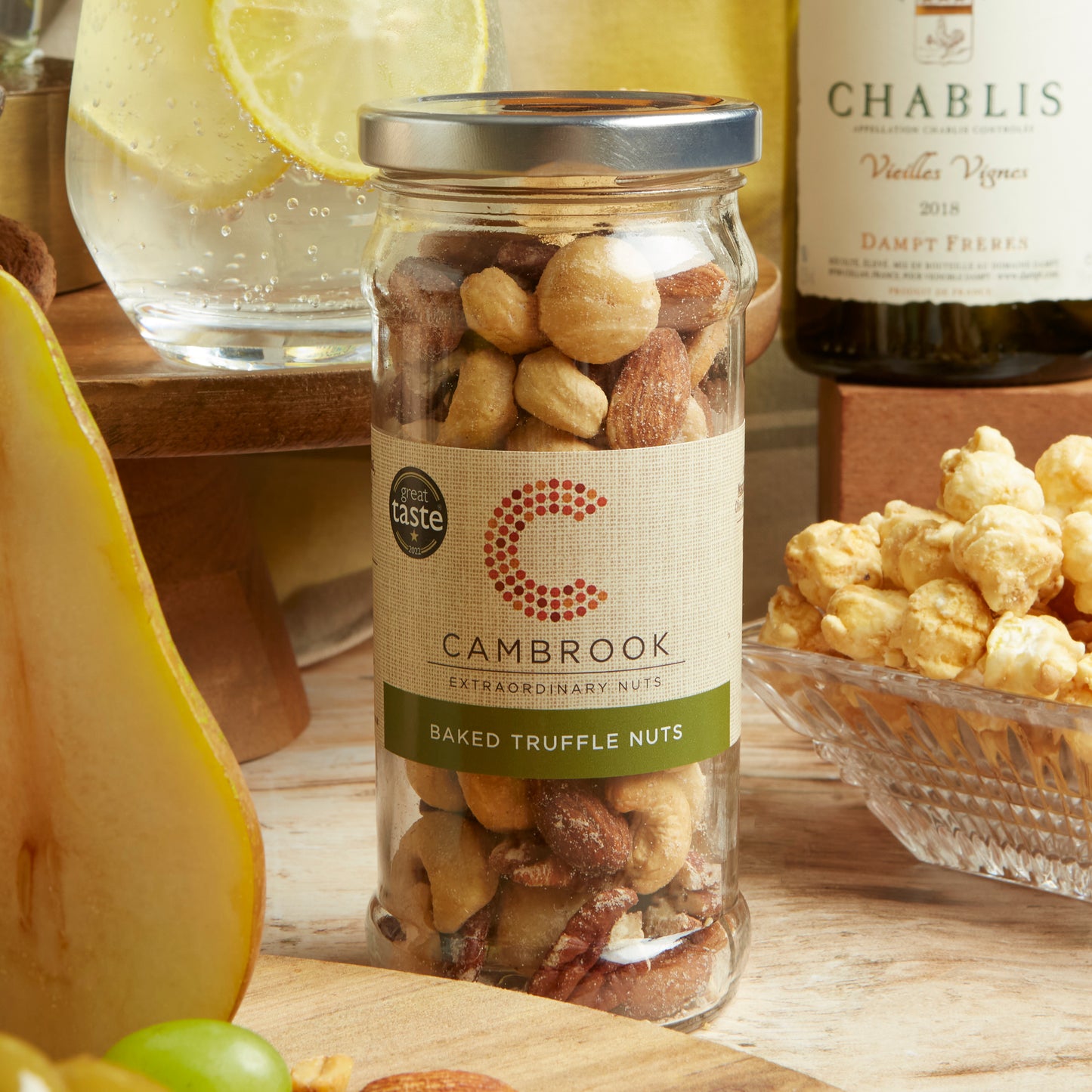 Close up of products in The Grand Food & Wine Hamper, a luxury gift hamper from hampers.com UK