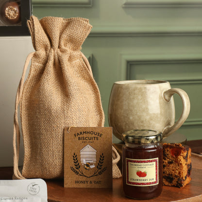 Close up of products in Traditional Treats Hamper, a luxury gift hamper from hampers.com UK