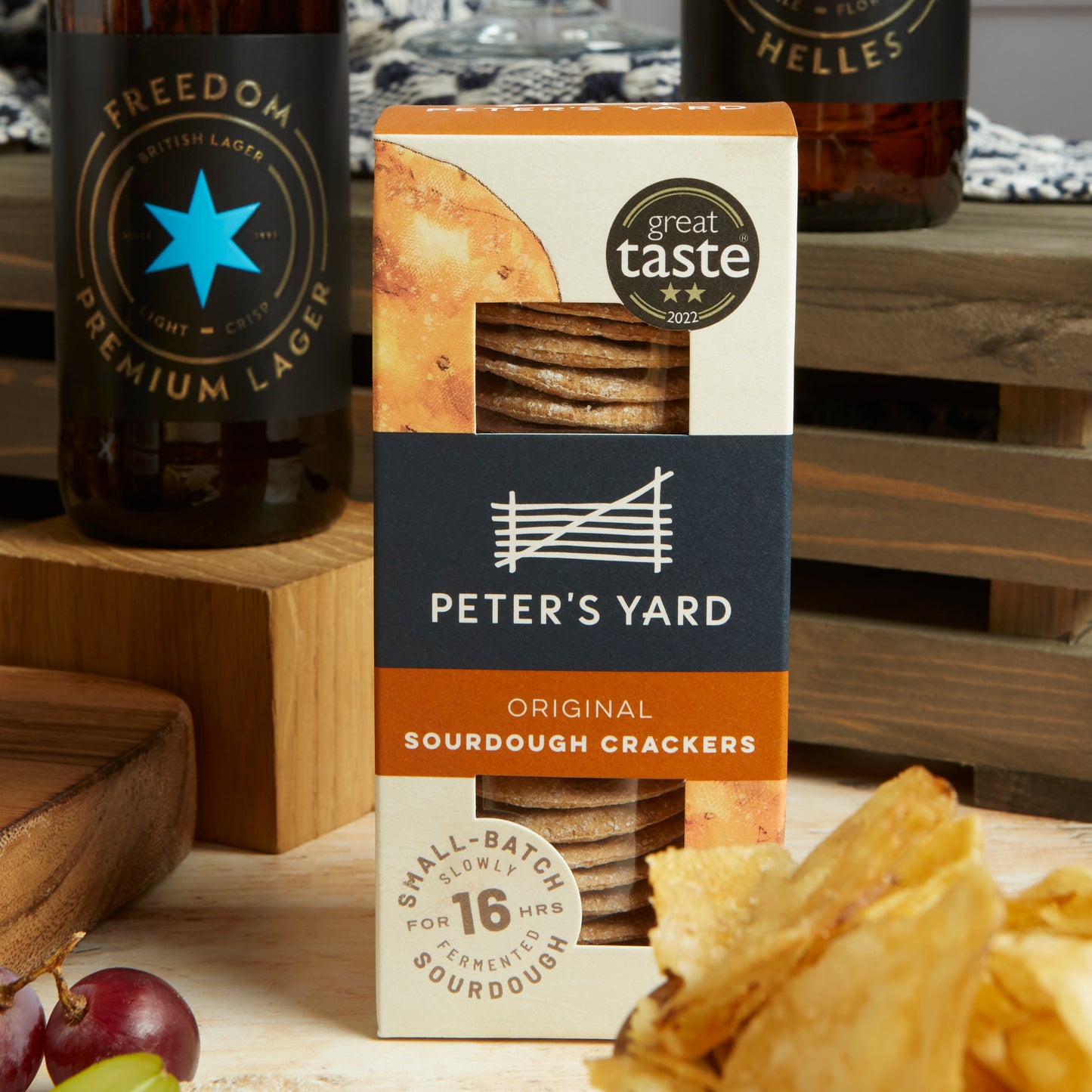 Close up of products in Craft Beer and Cheese Hamper, a luxury gift hamper from hampers.com UK