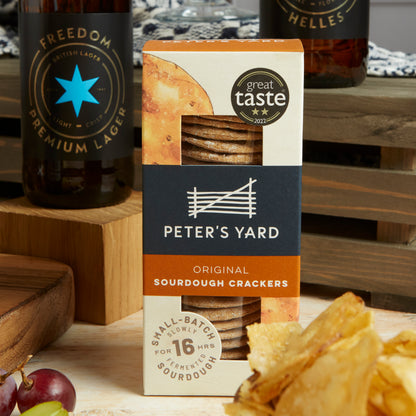 Close up of products in Craft Beer and Cheese Hamper, a luxury gift hamper from hampers.com UK