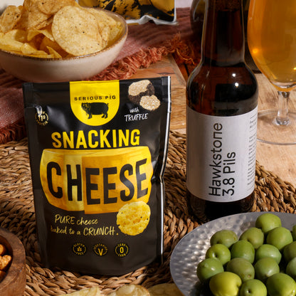 Close up of products in Hawkstone Luxury Beer Hamper, a luxury gift hamper from hampers.com UK