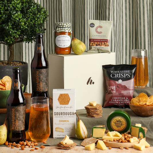 Image of The Hawkstone Cider & Cheese Hamper, a luxury gift hamper from hampers.com UK