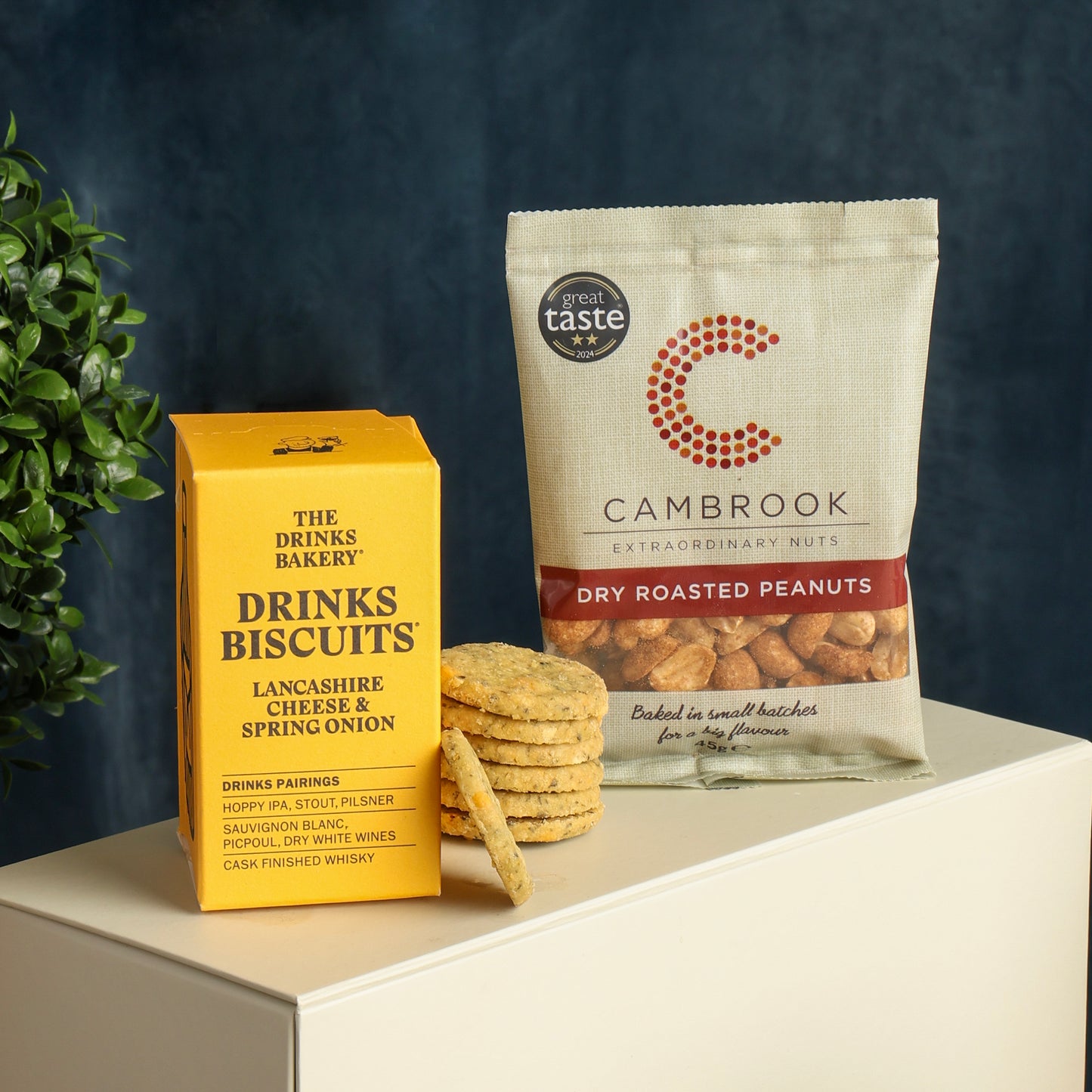 Close up of products in Non Alcoholic Beer & Snacks Hamper, a luxury gift hamper from hampers.com UK