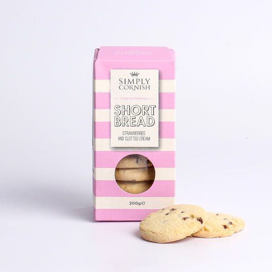 Image of 200g Strawberries & Clotted Cream Shortbread by Simply Cornish, part of luxury gift hampers from hampers.com UK