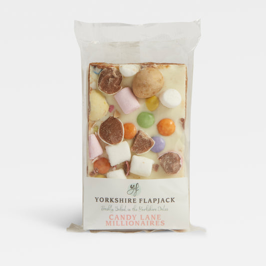 Image of 80g Candy Lane Millionaires Shortbread by Yorkshire Flapjack, part of luxury gift hampers from hampers.com UK