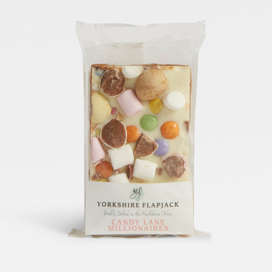 Image of 80g Candy Lane Millionaires Shortbread by Yorkshire Flapjack, part of luxury gift hampers from hampers.com UK