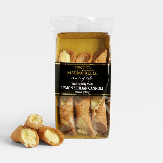 Image of 150g Lemon Sicilian Cannoli by Tenuta Marmorelle, part of luxury gift hampers from hampers.com UK