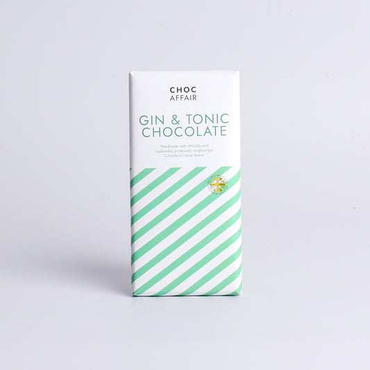 Image of 90g Gin and Tonic Flavoured Milk Chocolate Bar by Choc Affair, part of luxury gift hampers from hampers.com UK