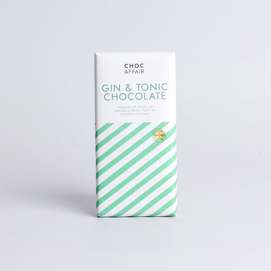 Image of 90g Gin and Tonic Flavoured Milk Chocolate Bar by Choc Affair, part of luxury gift hampers from hampers.com UK