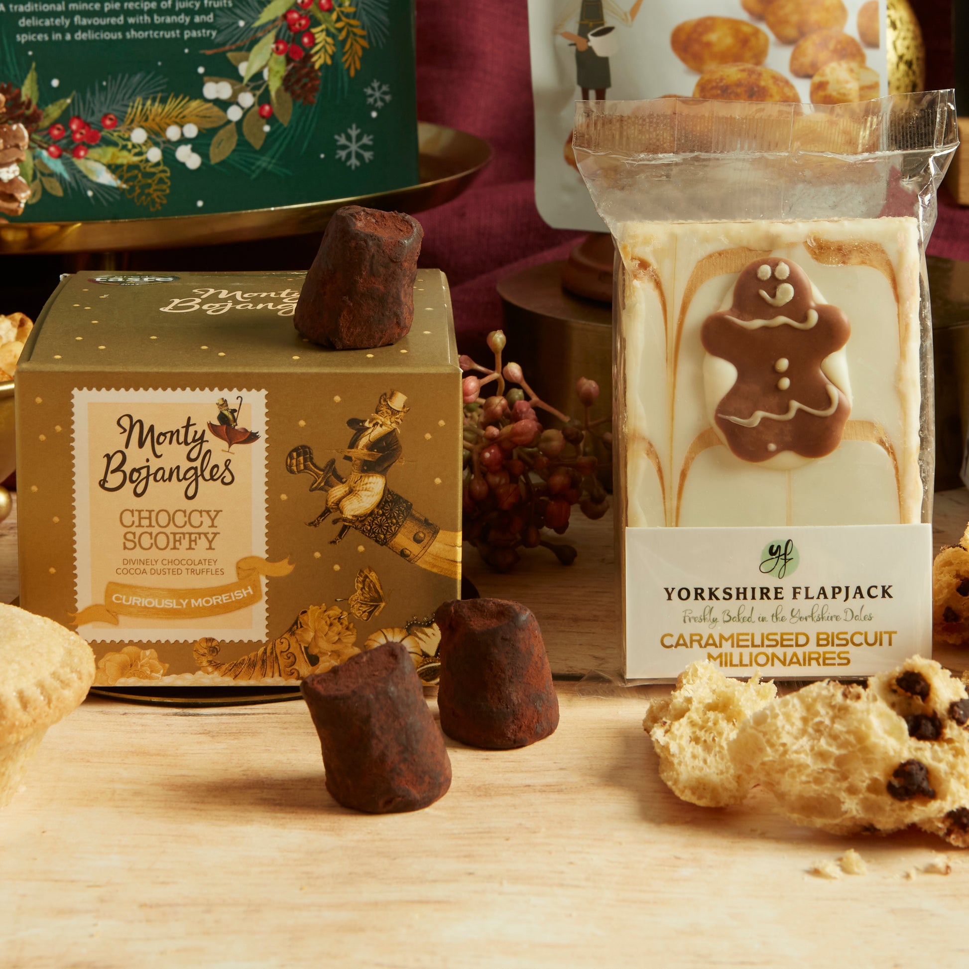 Monty Bojangles Luxury, Award Winning Chocolate Truffles & Yorkshire Flapjack Millionaires 