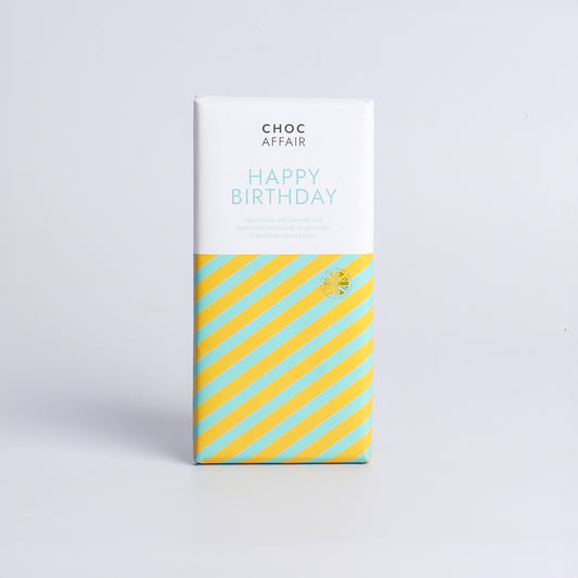 Image of 90g Salted Caramel Birthday Chocolate Bar by Choc Affair, part of luxury gift hampers from hampers.com UK