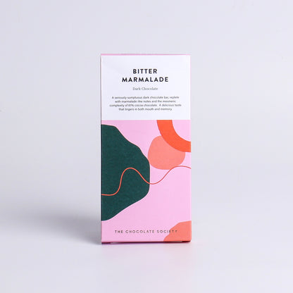 Image of 80g Bitter Marmalade Dark Chocolate Bar by The Chocolate Society, part of luxury gift hampers from hampers.com UK