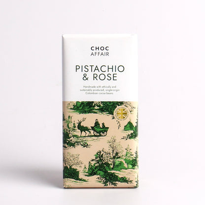 90g Pistachio & Rose Flavoured Milk Chocolate Bar by Choc Affair