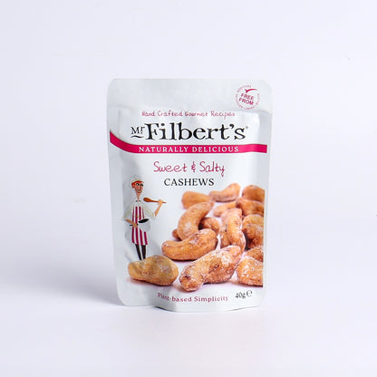 Image of 40g Sweet & Salty Cashews by Mr. Filberts, part of luxury gift hampers from hampers.com UK